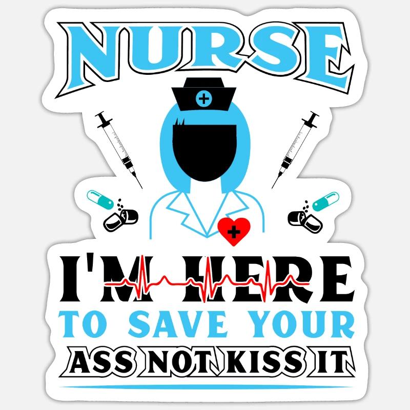 Nurse Here to help - Sticker size S (10 x 10 cm) - white matte
