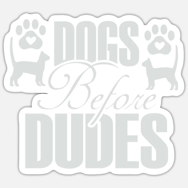 Chiens devant les gars - Sticker taille S (10 x 10 cm) - blanc mat