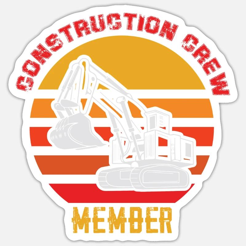 Ouvrier de la construction Équipe de construction d’excavatrices - Sticker taille S (10 x 10 cm) - blanc mat