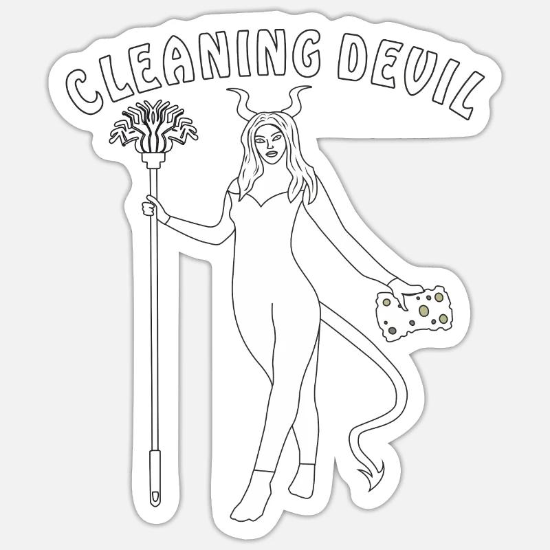CLEANING DEVIL Sticker size S (10 x 10 cm)