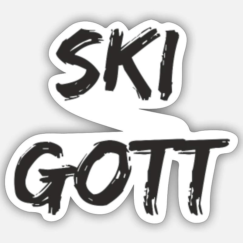 Ski - Ski Gott - Sticker Größe S (10 x 10 cm) - Mattweiß