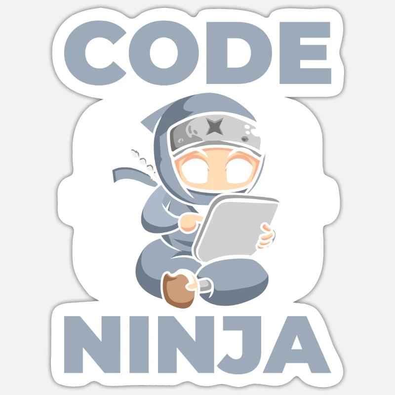 Code Ninja pour les fans d’ordinateurs - Sticker taille S (10 x 10 cm) - blanc mat