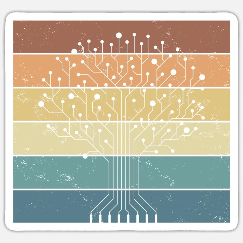 Funny Vintage Computer Tree for All Tech Fans Sticker size S (10 x 10 cm)