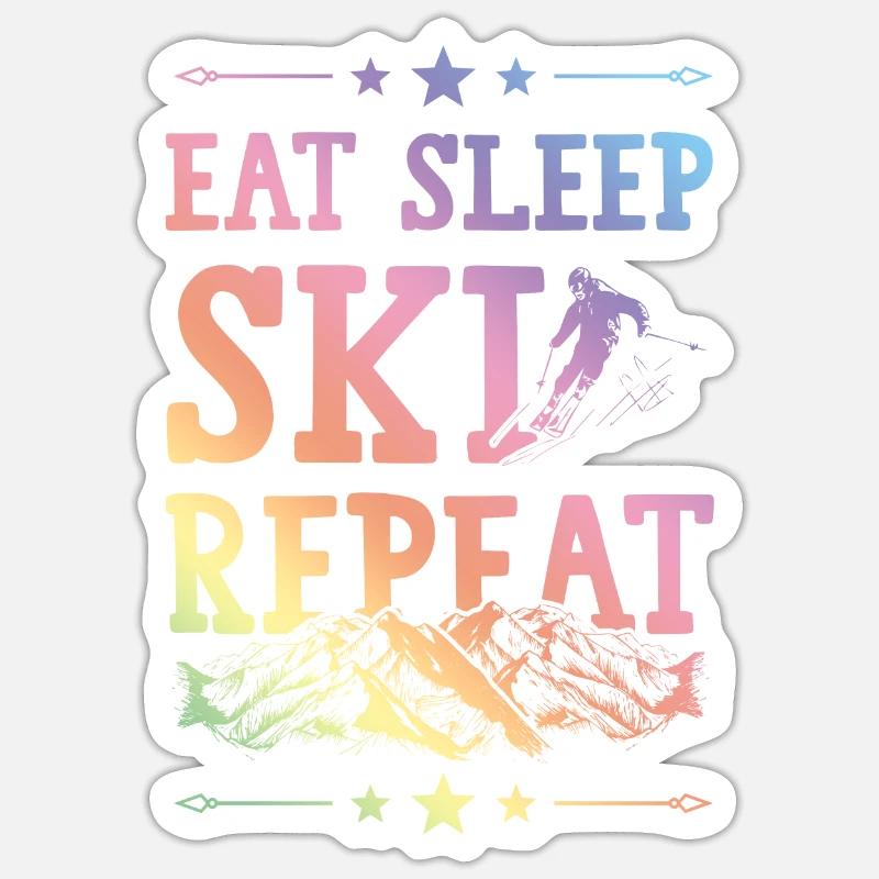 Eat Sleep Ski Repeat - Sticker Größe S (10 x 10 cm) - Mattweiß