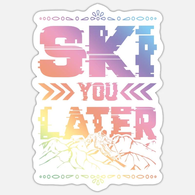 ski ski - Sticker taille S (10 x 10 cm) - blanc mat