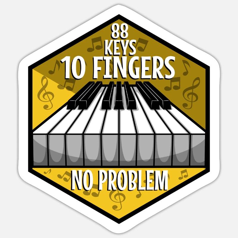 88 keys 10 fingers no problem - Sticker Größe S (10 x 10 cm) - Mattweiß