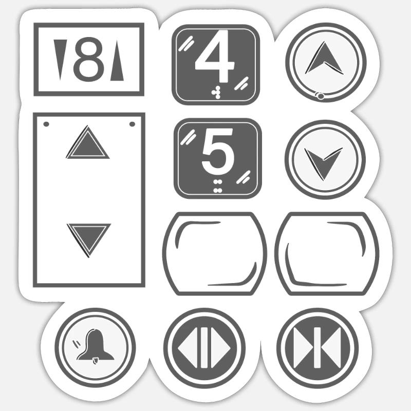Elevator Lift Elevator Buttons Elevator - Sticker size S (10 x 10 cm) - white matte