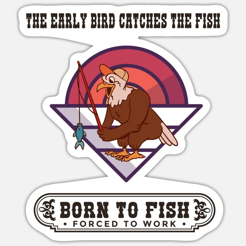 Le lève-tôt attrape le poisson - Sticker taille S (10 x 10 cm) - blanc mat