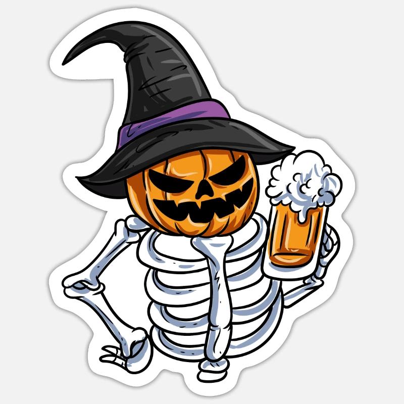 Skeleton Pumpkin Face Sticker size S (10 x 10 cm)