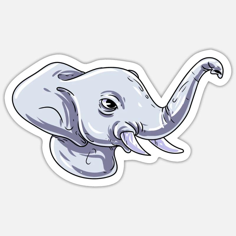 Elephant's Head Elephant - Sticker size S (10 x 10 cm) - white matte