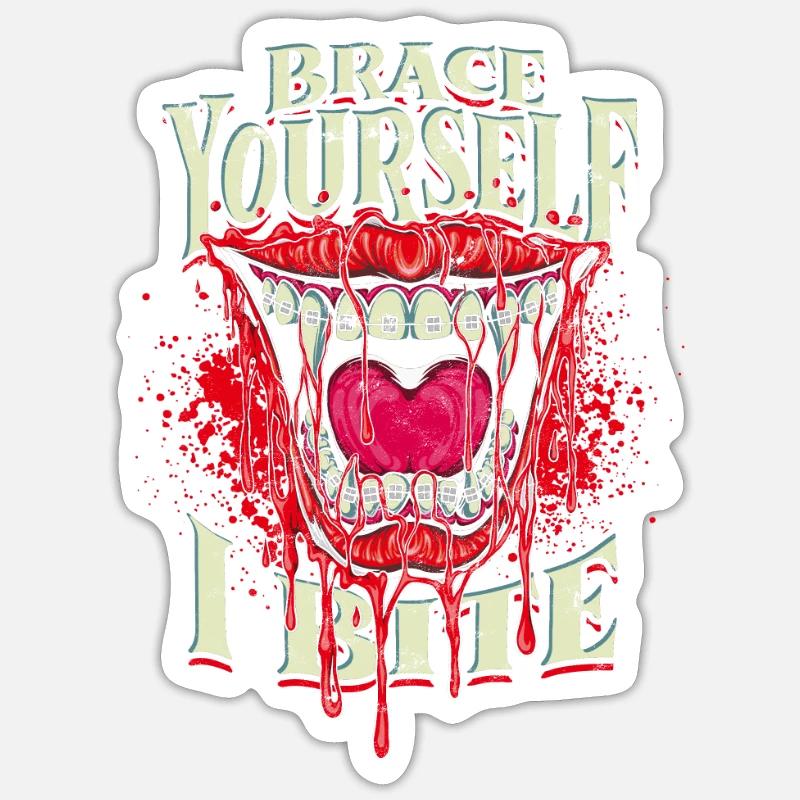 Préparez-vous je mords - vampire Sticker taille S (10 x 10 cm)