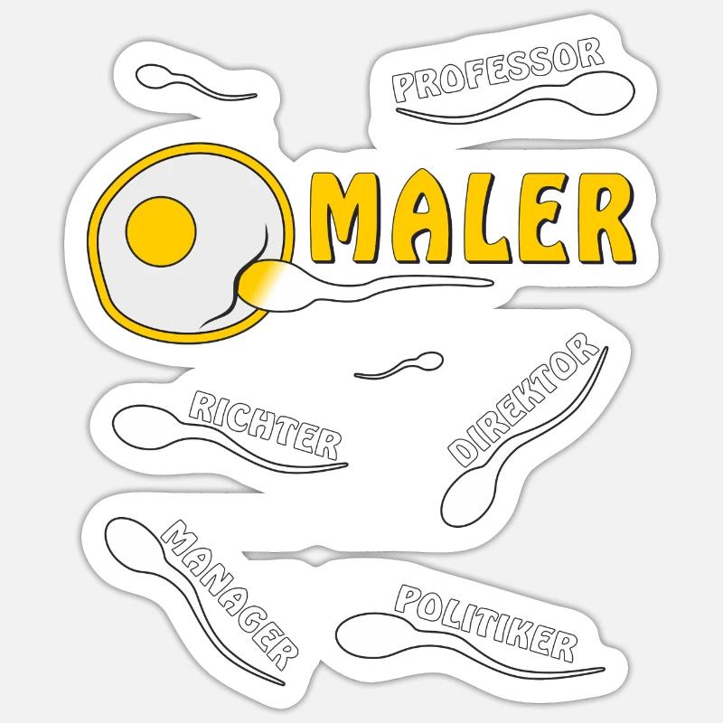 MALER - Sticker Größe S (10 x 10 cm) - Mattweiß
