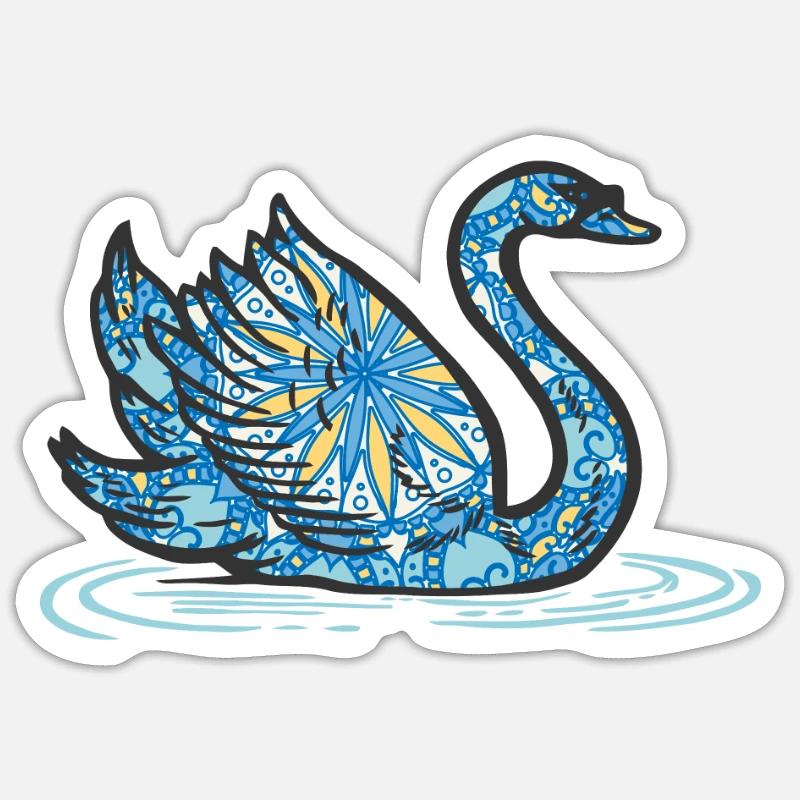 Mandala Swan Geometric Pattern Art Sticker size S (10 x 10 cm)
