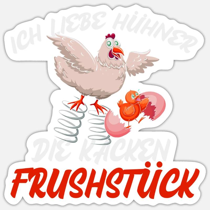 Funny Chicken - Sticker Größe S (10 x 10 cm) - Mattweiß