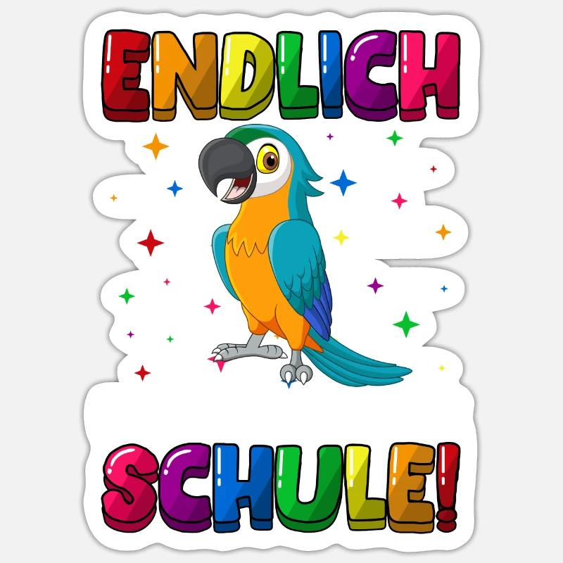 Endlich jetzt rocke ich die Schule Einschulung - Sticker Größe S (10 x 10 cm) - Mattweiß
