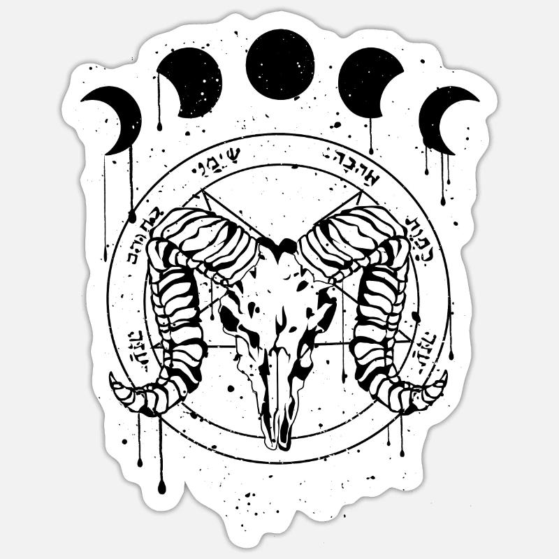 Occult Devil Grunge Gothic Aesthetic - Sticker Größe S (10 x 10 cm) - Mattweiß