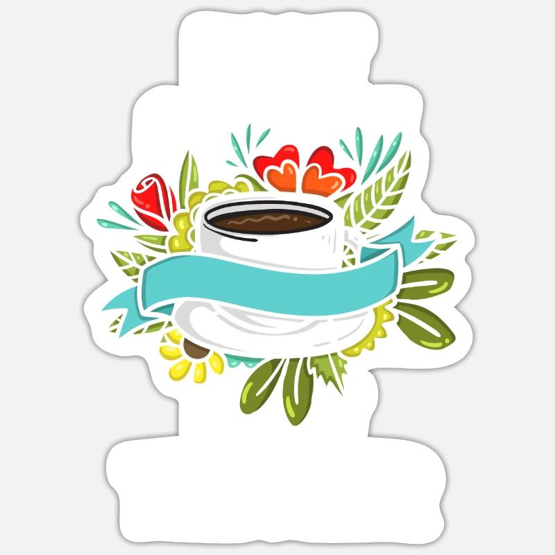 Moitié café moitié enseignant Sticker taille S (10 x 10 cm)