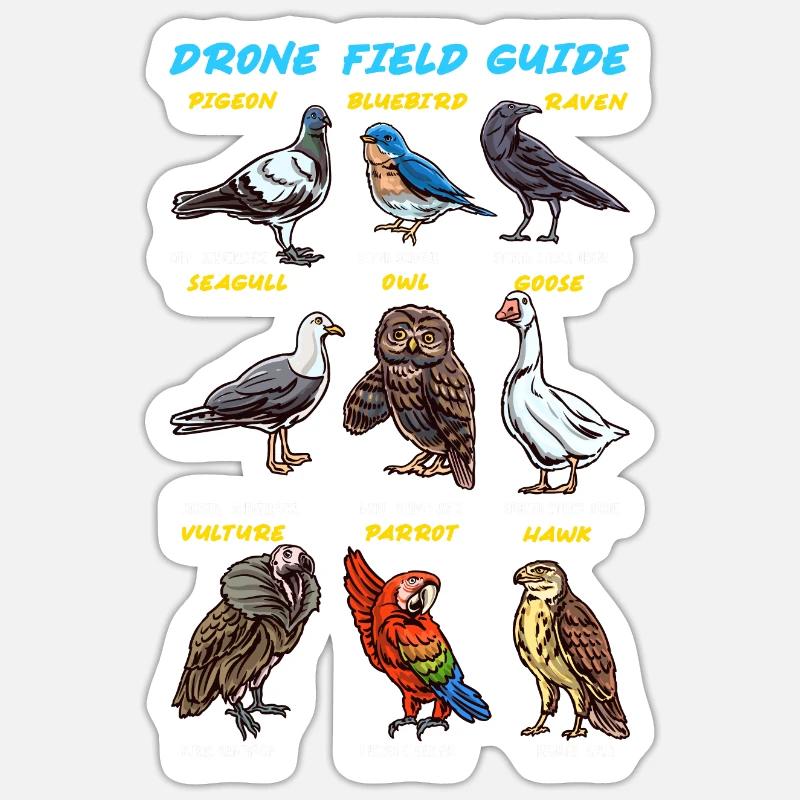 Guide des oiseaux Drones Canards Perroquets Hiboux Sticker taille S (10 x 10 cm)