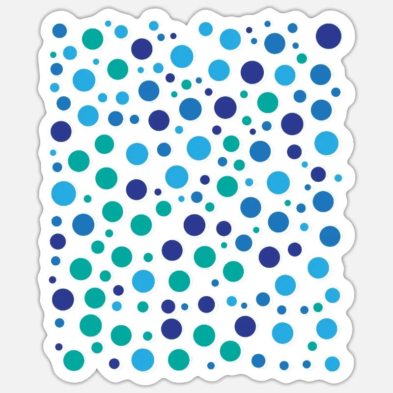 Playful Polka Dot Pattern Blue Green Circles Sticker size S (10 x 10 cm)