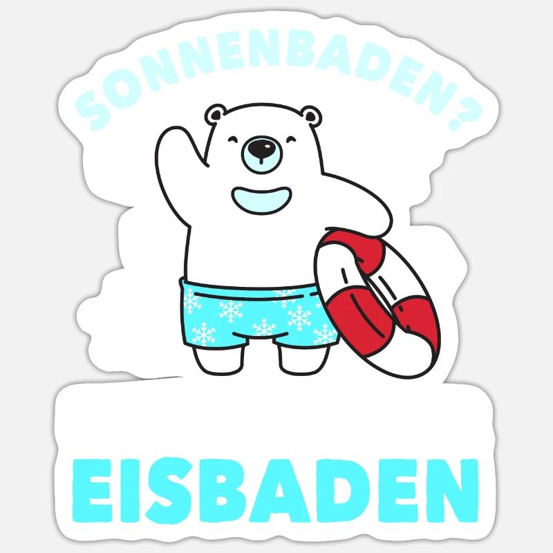 Eistauchen Winterschwimmen Eisbaden - Sticker Größe S (10 x 10 cm) - Mattweiß