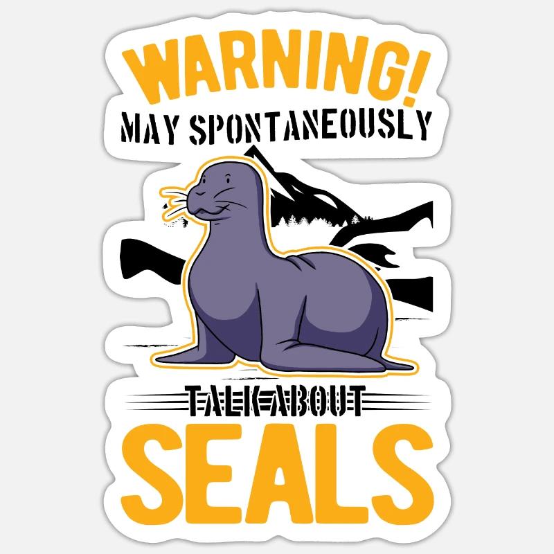 Avertissement Phoque Lion de mer - Sticker taille S (10 x 10 cm) - blanc mat