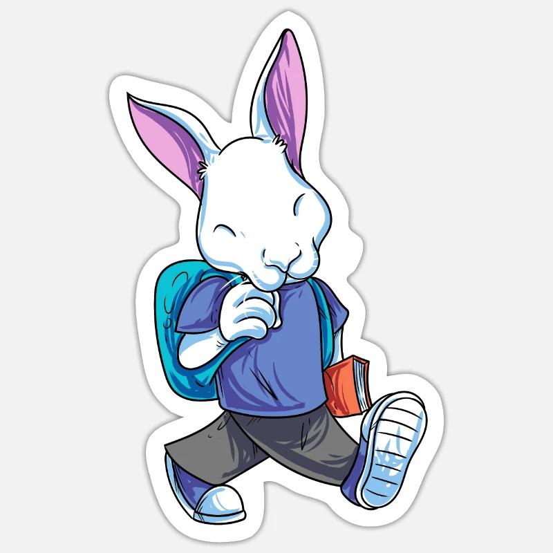 Rabbit Back to School - Sticker size S (10 x 10 cm) - white matte