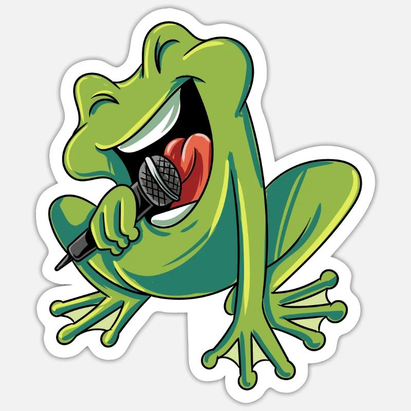 Singing Frog - Sticker size S (10 x 10 cm) - white matte