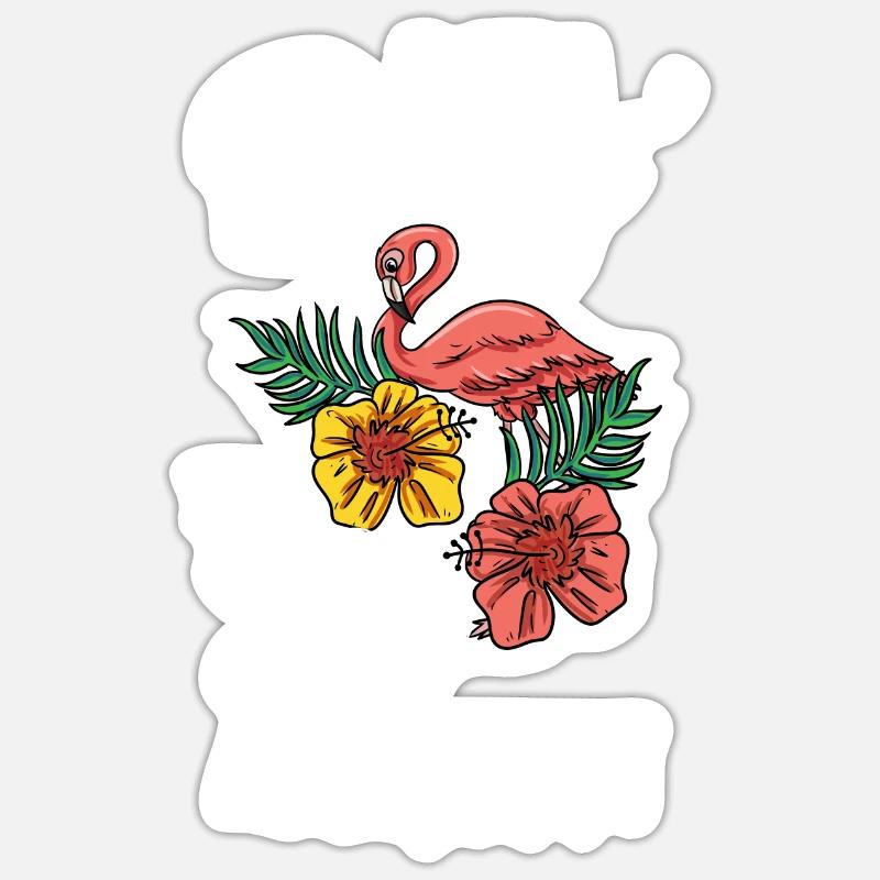 Flamant - Sticker taille S (10 x 10 cm) - blanc mat