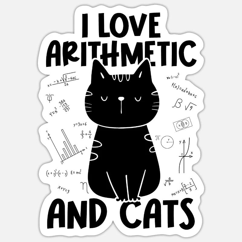 I Love Cats - Arithmetic - Sticker size S (10 x 10 cm) - white matte
