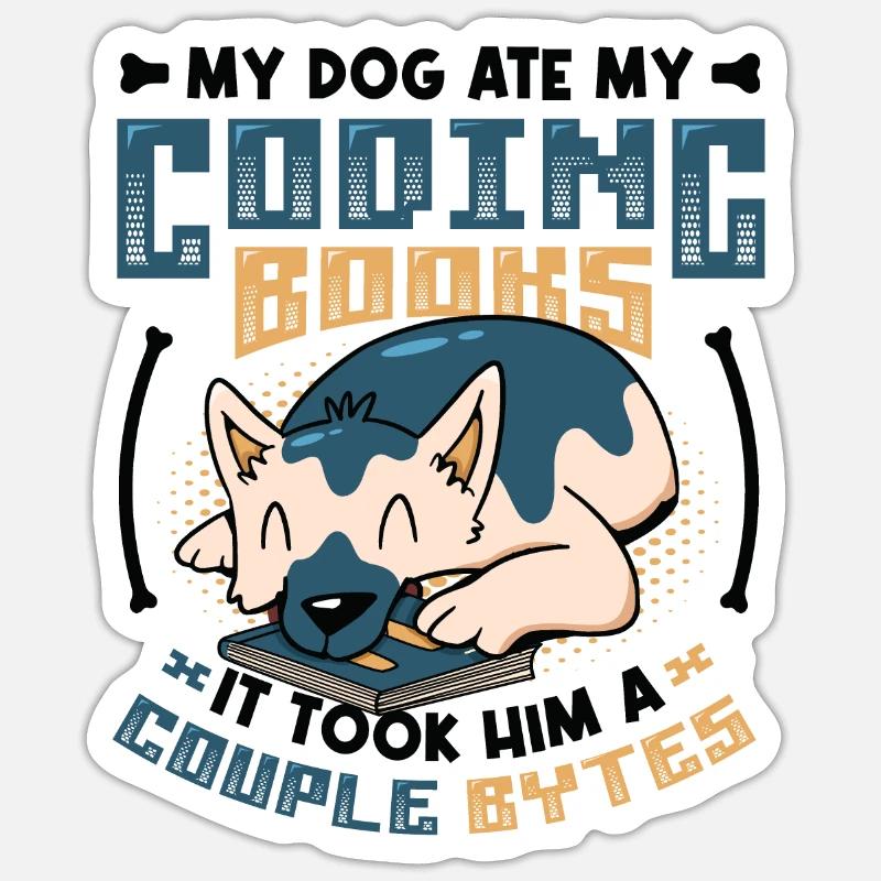 Hund Bytes Code Computer Scherz Programmierung Sticker Größe S (10 x 10 cm)