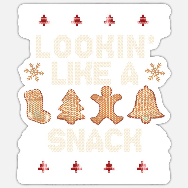 Ressemblant à une collation Gingerbread Man Noël - Sticker taille S (10 x 10 cm) - blanc mat