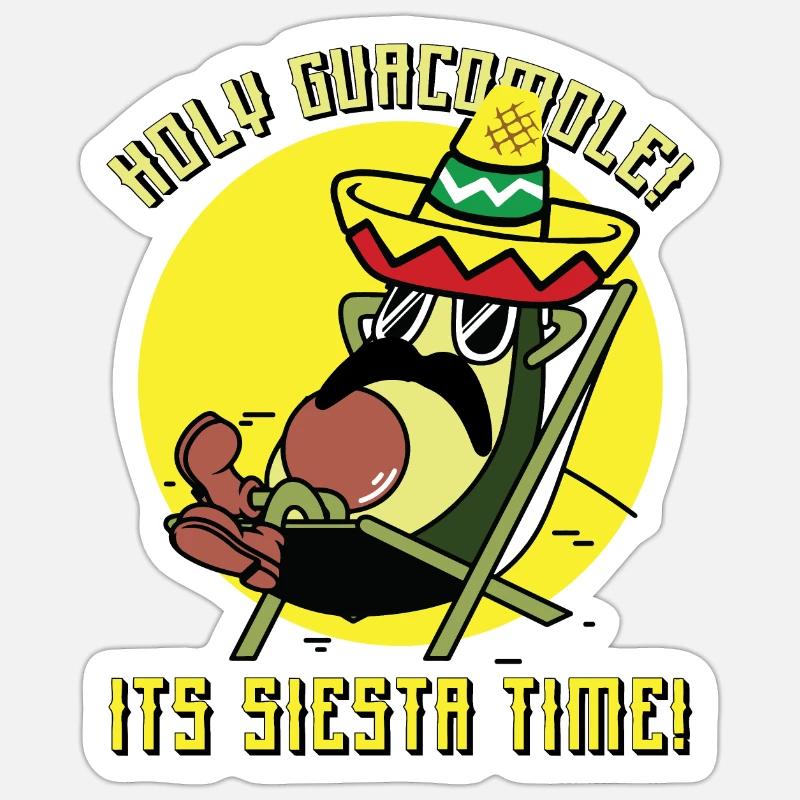 Santo Guacamole! È tempo di Siesta! - Sticker formato S (10 x 10 cm) - bianco opaco