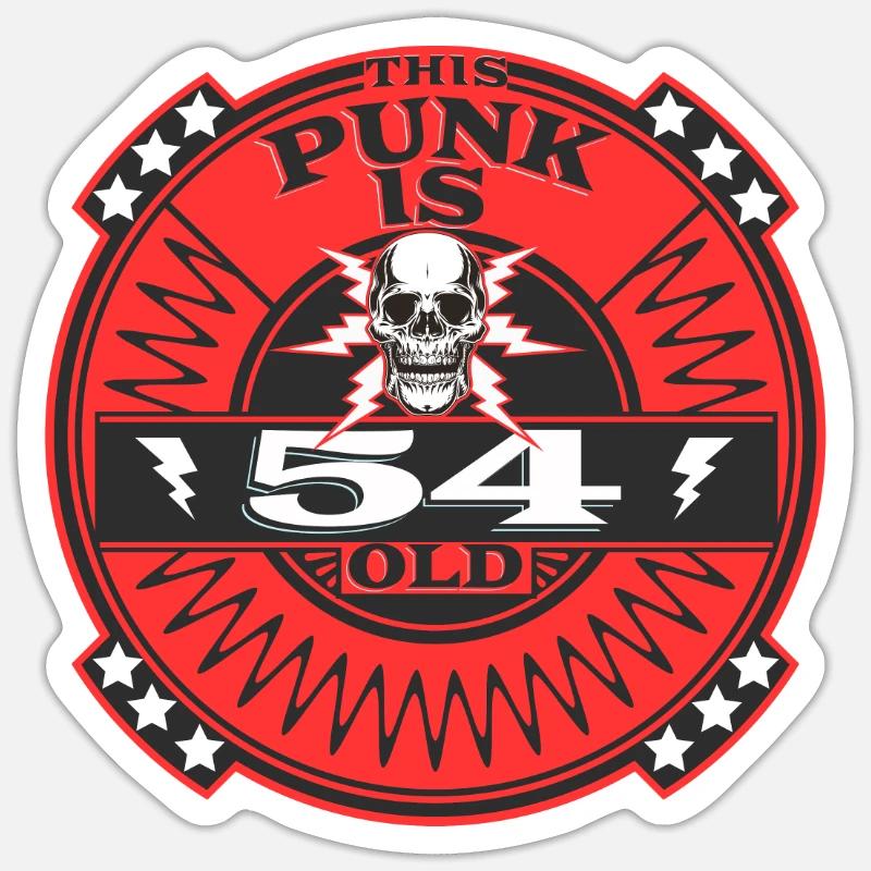 Punk 54 ans anniversaire 54. - Sticker taille S (10 x 10 cm) - blanc mat