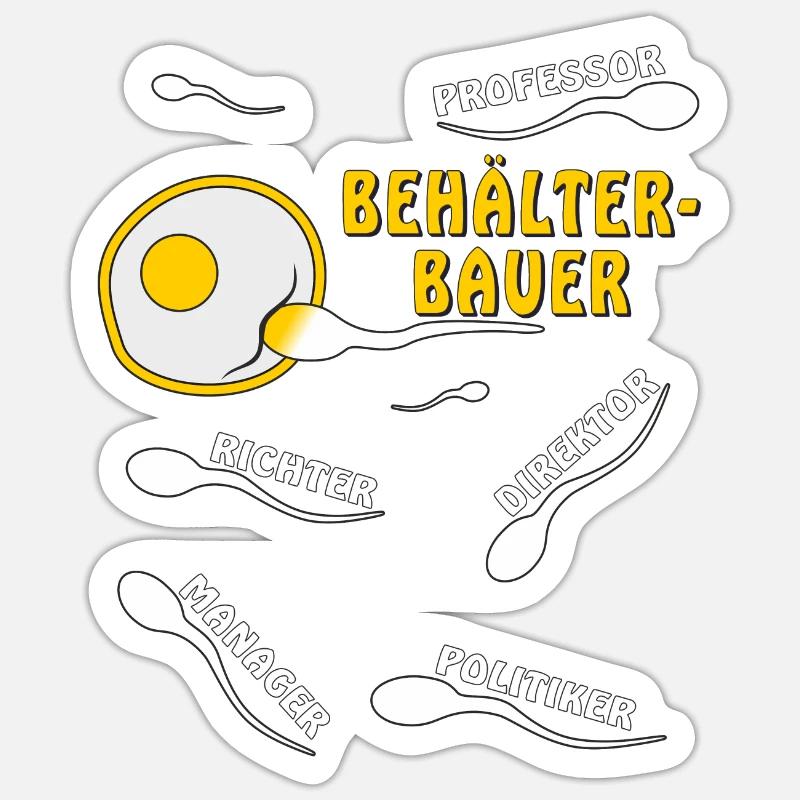 BEHÄLTERBAUER - Sticker Größe S (10 x 10 cm) - Mattweiß