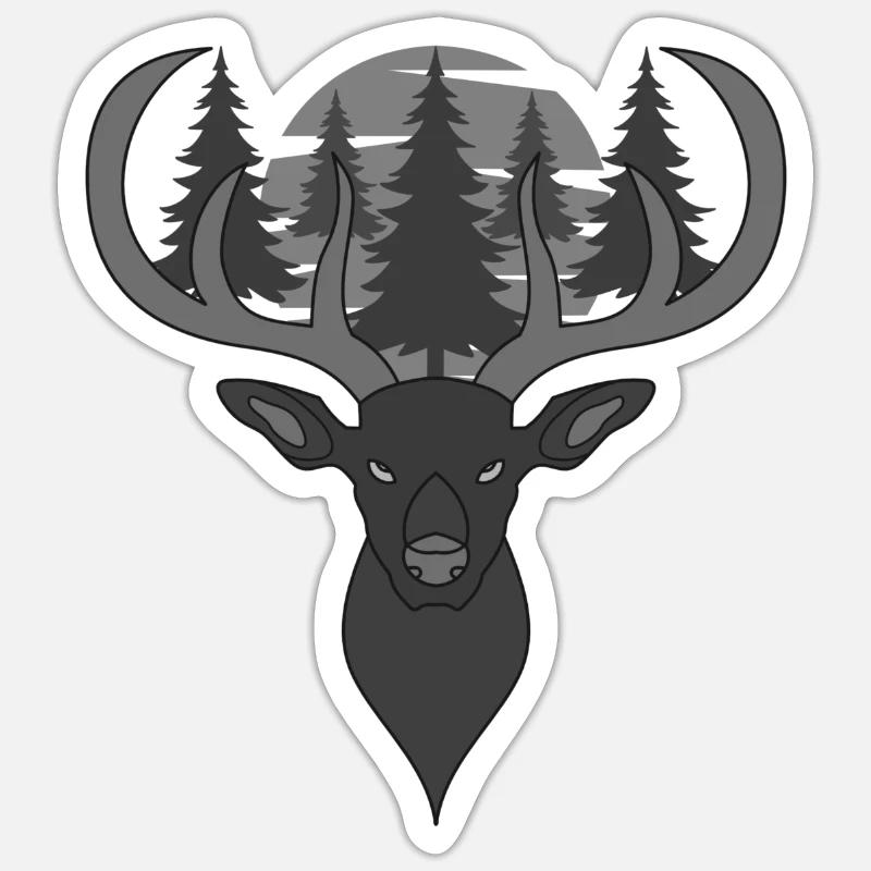 Rothirsch Geweih mit Hirschgeweih Sticker Größe S (10 x 10 cm)