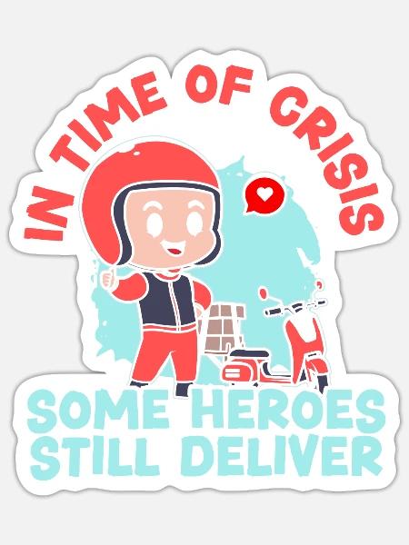 In Krisenzeiten liefern einige Helden immer noch - Sticker Größe S (10 x 10 cm) - Mattweiß