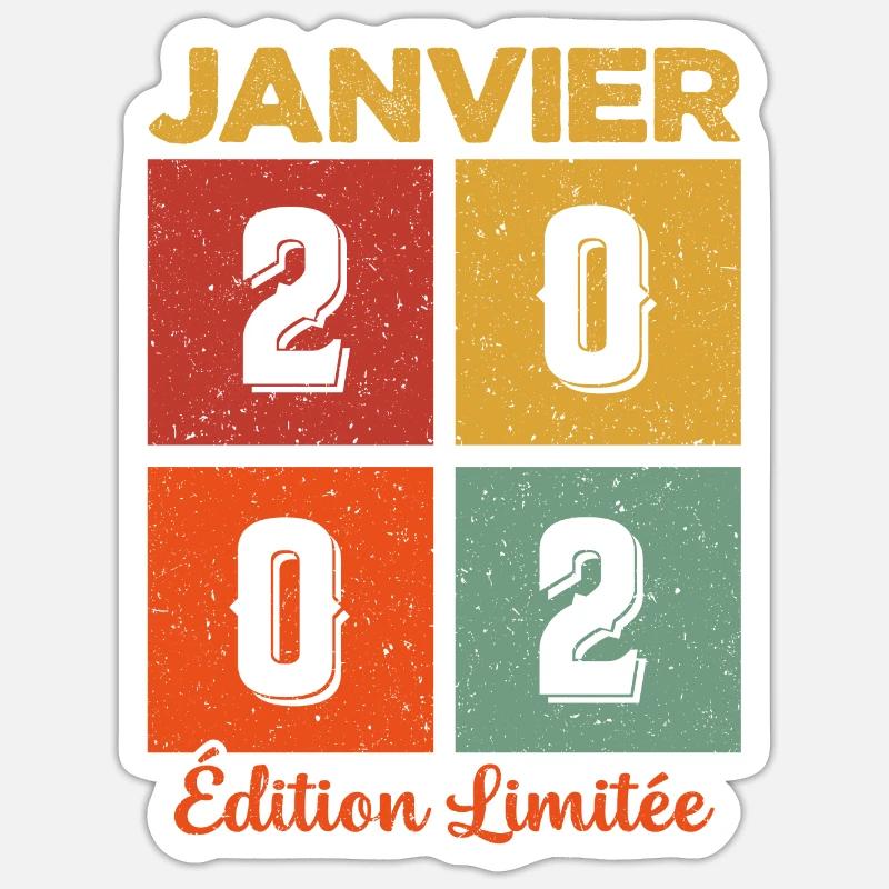 Janvier 2002 Édition limitée - Sticker taille S (10 x 10 cm) - blanc mat