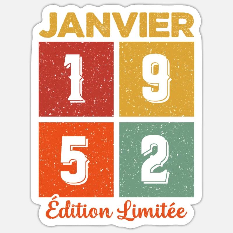Janvier 1952 Édition limitée - Sticker taille S (10 x 10 cm) - blanc mat