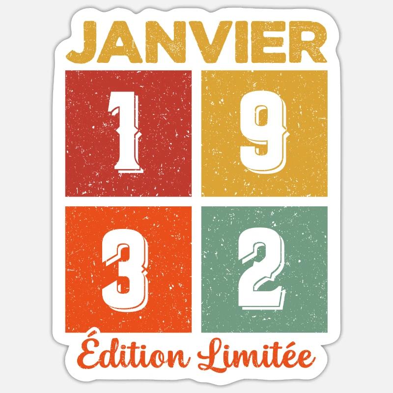 Janvier 1932 Édition limitée - Sticker taille S (10 x 10 cm) - blanc mat