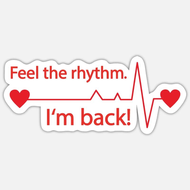 Feel The Rhythm Bin Back Heart Attack Pulse Sticker size S (10 x 10 cm)