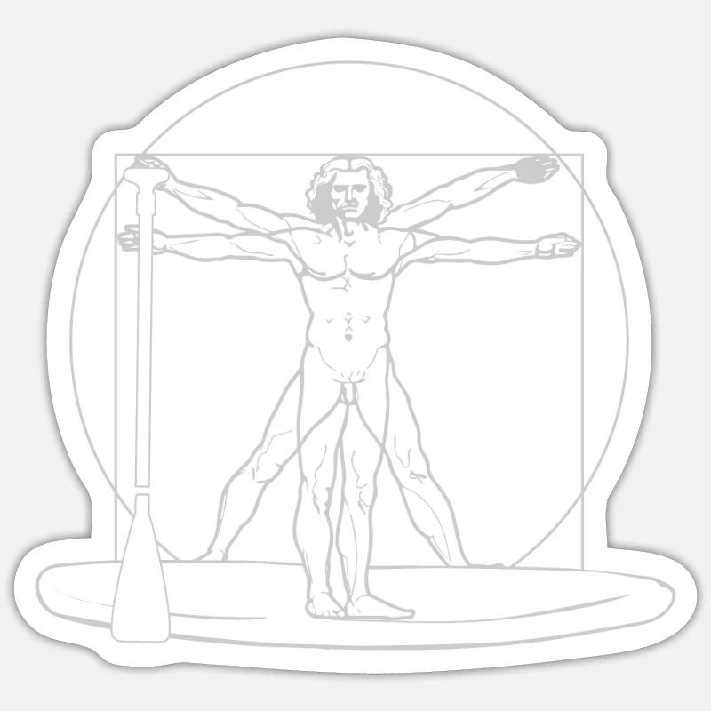 Vitruve Leonardo Da Vinci SUP Stand Up Paddle - Sticker taille S (10 x 10 cm) - blanc mat