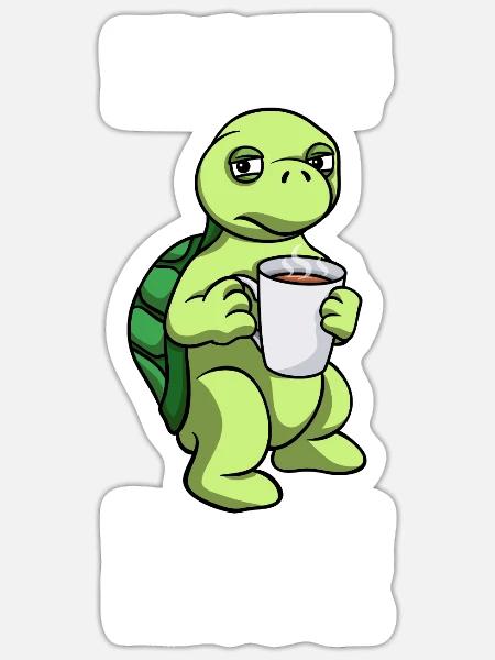 Kaffee Ist Kaputt Ich Bin Noch Müde Schildkröte - Sticker Größe S (10 x 10 cm) - Mattweiß