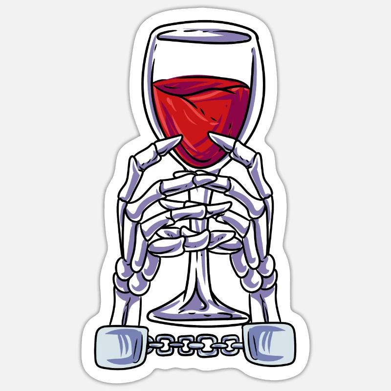 Squelette de vin - Sticker taille S (10 x 10 cm) - blanc mat