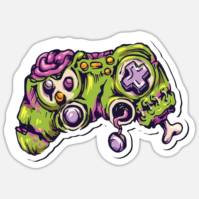 Zombie Joystick Controller Gamer - Sticker Größe S (10 x 10 cm) - Mattweiß
