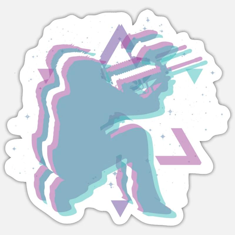 Vaporwave Space Paintball - Sticker taille S (10 x 10 cm) - blanc mat