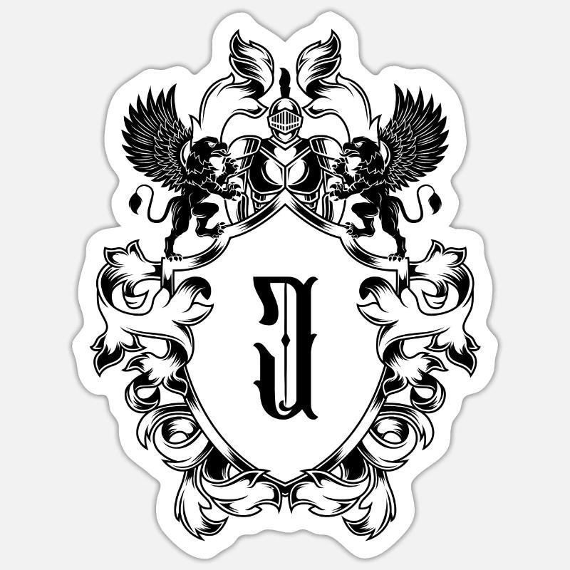J Buchstabe Wappen - Sticker Größe S (10 x 10 cm) - Mattweiß