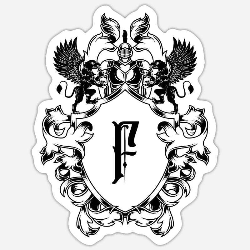 F Buchstabe Wappen Sticker Größe S (10 x 10 cm)