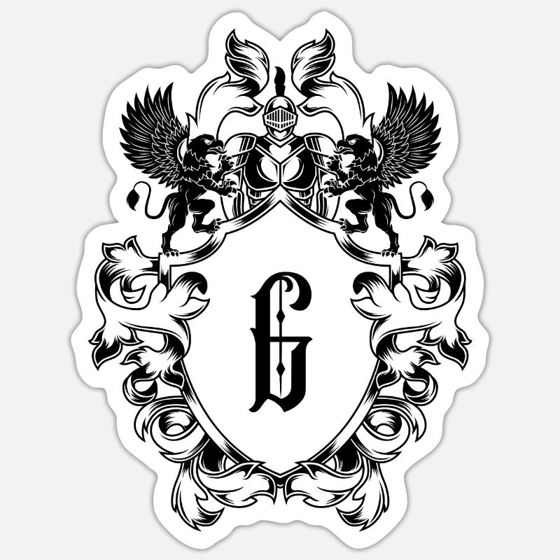 G Buchstabe Wappen - Sticker Größe S (10 x 10 cm) - Mattweiß