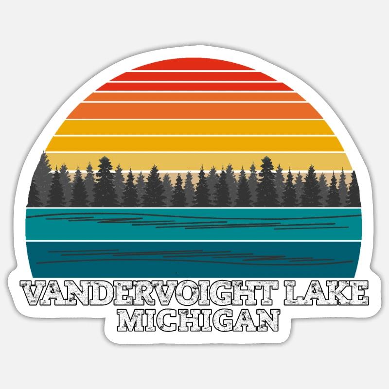 Vandervoight Lake Michigan - Sticker taille S (10 x 10 cm) - blanc mat