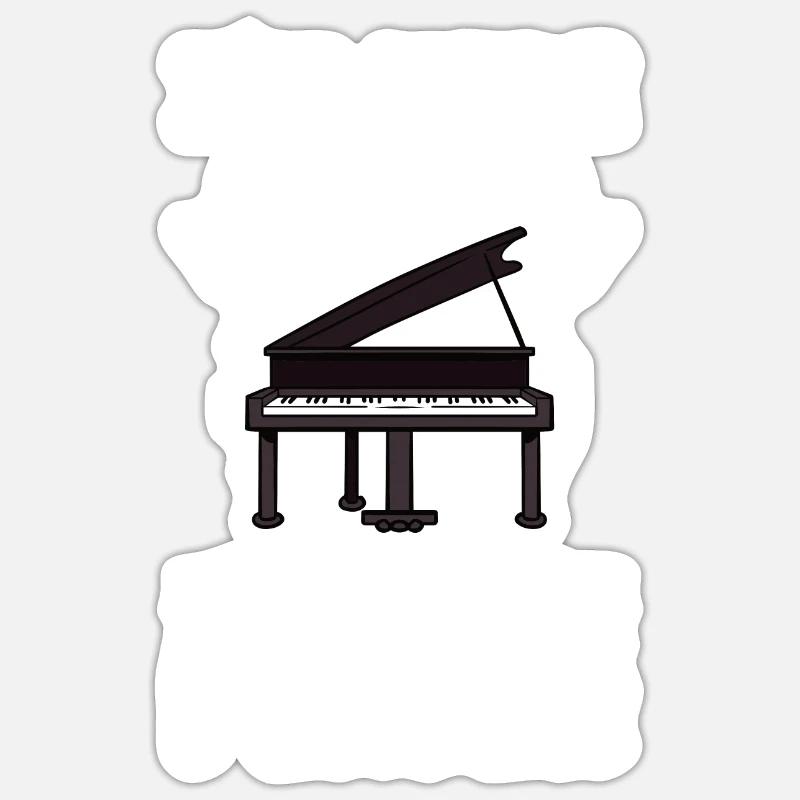 Pianiste Drôle de piano Clavier - Sticker taille S (10 x 10 cm) - blanc mat